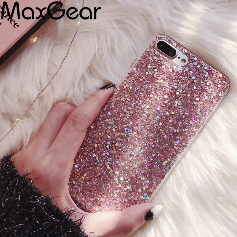 Чехол MaxGear для iPhone 6 6S силиконовый чехол с блестящими кристаллами и блестками