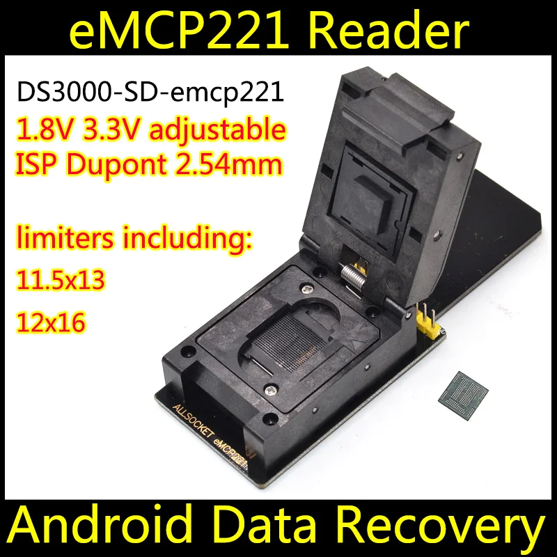 BGA221-SD Adapter eMCP221 IC Reader FBGA221 Adapter NAND FLASH Memory Mobile Chip-off Data Recovery Socket eMCP Programming
BGA221-SD Adapter eMCP221 IC Reader FBGA221 Adapter NAND FLASH Memory Mobile Chip-off Data Recovery Socket eMCP Programming