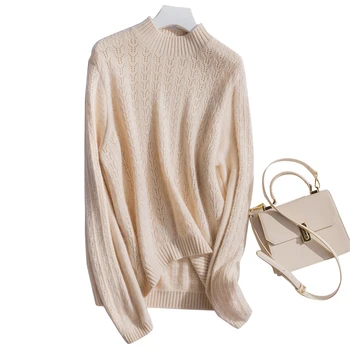 Autumn and winter new pure cashmere sweater women's hollow sweater long-sleeved solid color high-neck cashmere pullover sweater
Autumn and winter new pure cashmere sweater women's hollow sweater long-sleeved solid color high-neck cashmere pullover sweater