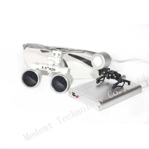 Sale!!! 3.5X420mm Binocular dental Loupe Dental magnifier Optical Glass + LED Portable Head Light Lamp
Sale!!! 3.5X420mm Binocular dental Loupe Dental magnifier Optical Glass + LED Portable Head Light Lamp