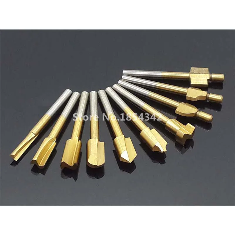 10pcs Set 1/8" 3mm HSS Titanium Router Bits Wood Cutter Milling Fits Dremel Rotary Tool Engraving Machine Knife Sharpening Slot
10pcs Set 1/8" 3mm HSS Titanium Router Bits Wood Cutter Milling Fits Dremel Rotary Tool Engraving Machine Knife Sharpening Slot