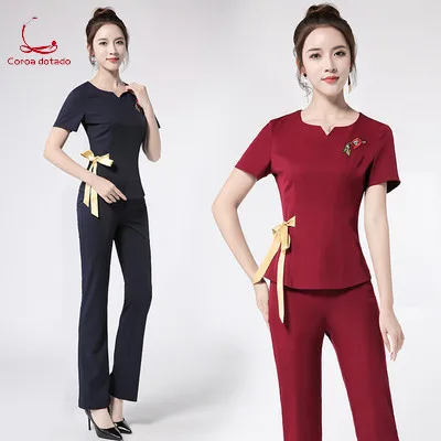 Beauty salon beautician work clothes set summer female temperament fashion thin two-piece set
Beauty salon beautician work clothes set summer female temperament fashion thin two-piece set