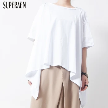 SuperAen Irregular Women T-shirt Solid Color Cotton Wild Casual Ladies T Shirt Round Neck Loose Pluz Size Europe Tops New 2019
SuperAen Irregular Women T-shirt Solid Color Cotton Wild Casual Ladies T Shirt Round Neck Loose Pluz Size Europe Tops New 2019