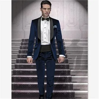 Custom Men Suit Velvet Groomsmen Shawl Black Lapel Groom Tuxedos Navy Blue Men Suits Wedding Best Man (Jacket+Pants)
Custom Men Suit Velvet Groomsmen Shawl Black Lapel Groom Tuxedos Navy Blue Men Suits Wedding Best Man (Jacket+Pants)