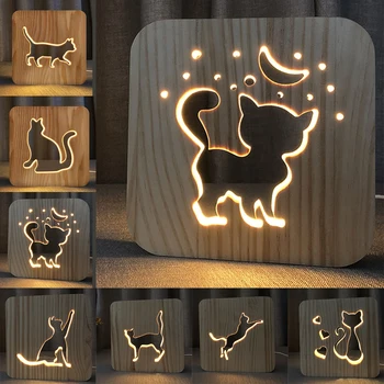 Wooden Lamp Animal Cute kawaii Cat Lamp 3D USB LED Table Light Switch Control Wood Carving Lamp for kids's Room Decoration
Wooden Lamp Animal Cute kawaii Cat Lamp 3D USB LED Table Light Switch Control Wood Carving Lamp for kids's Room Decoration
