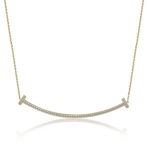 Martick 316L Stainless Steel Gold-color Shine Crystal Smile Pendant Necklace Link Chain Necklace Fashion Jewelry For Women P88
Martick 316L Stainless Steel Gold-color Shine Crystal Smile Pendant Necklace Link Chain Necklace Fashion Jewelry For Women P88