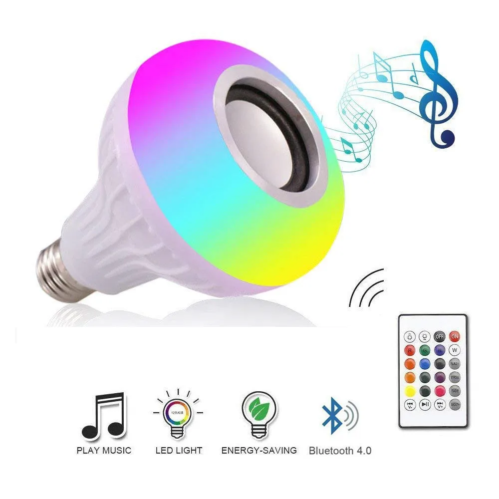 Smart Bluetooth Speaker LED Bulb E27 RGB Light 12W Music Playing Dimmable Wireless Led Lamp with 24 Keys Remote Control
Smart Bluetooth Speaker LED Bulb E27 RGB Light 12W Music Playing Dimmable Wireless Led Lamp with 24 Keys Remote Control