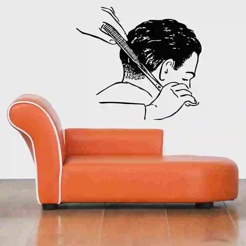 Haircut Decal Man Barber Shop Sticker Name Chop Bread Decal Posters Vinyl Wall Art Decals Decor Windows Decoration Mural