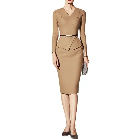 2019 Womens Office Long Sleeve v neck Dresses Plus Size Bodycon Khaki Knee Length Dress Woman Ol Style Dress S- 4XL 5XL 6XL
2019 Womens Office Long Sleeve v neck Dresses Plus Size Bodycon Khaki Knee Length Dress Woman Ol Style Dress S- 4XL 5XL 6XL