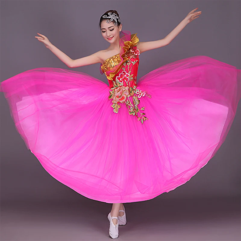 Opening Dance Big Swing Dress Costume Shoulder Embroidery Stage Modern Dance Spanish Dance Chorus New
Opening Dance Big Swing Dress Costume Shoulder Embroidery Stage Modern Dance Spanish Dance Chorus New