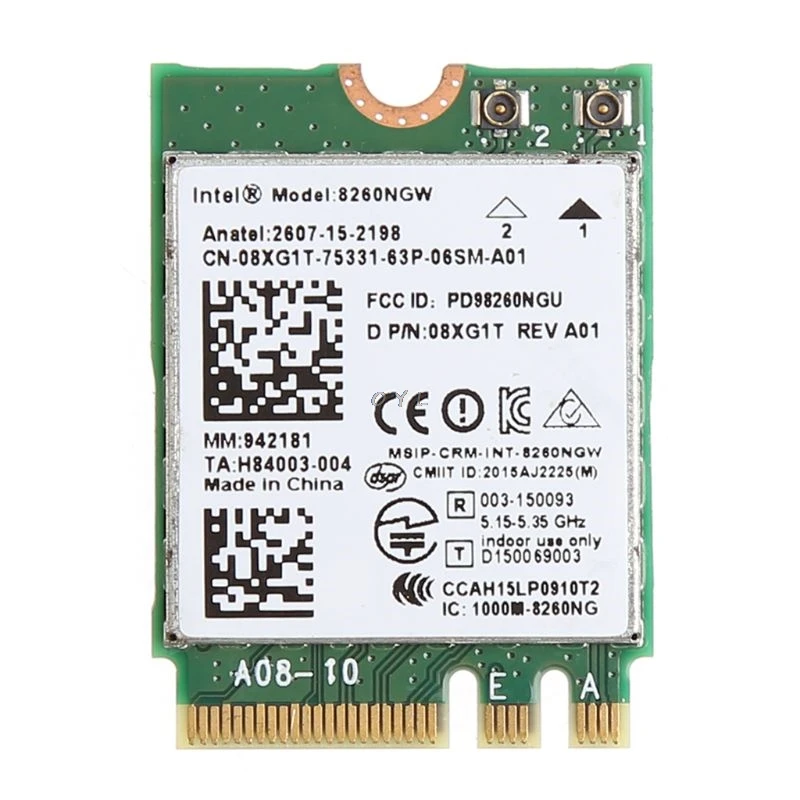 Dual Band 867M 2.4+5G Bluetooth V4.2 Wireless Wifi WLAN Card For Intel 8260 8260NGW AC DELL 08XJ1T
Dual Band 867M 2.4+5G Bluetooth V4.2 Wireless Wifi WLAN Card For Intel 8260 8260NGW AC DELL 08XJ1T