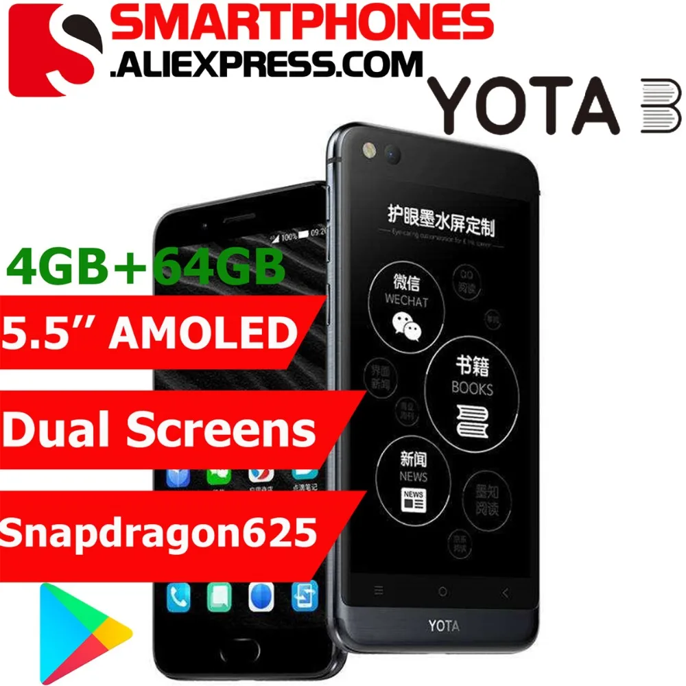 Yota 3 Yota3 Yotaphone 3 Octa Core 4G+64G OS7.1 Dual Screen 5.5" FHD screen 5.2" Touch E-ink Snapdragon Smart phone Play Store
Yota 3 Yota3 Yotaphone 3 Octa Core 4G+64G OS7.1 Dual Screen 5.5" FHD screen 5.2" Touch E-ink Snapdragon Smart phone Play Store