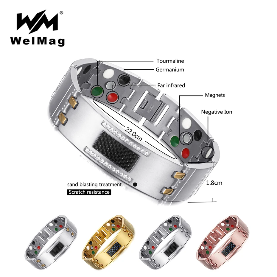 Титановый браслет 5 в 1 для мужчин WelMag 2020 магнитные браслеты с кристаллами