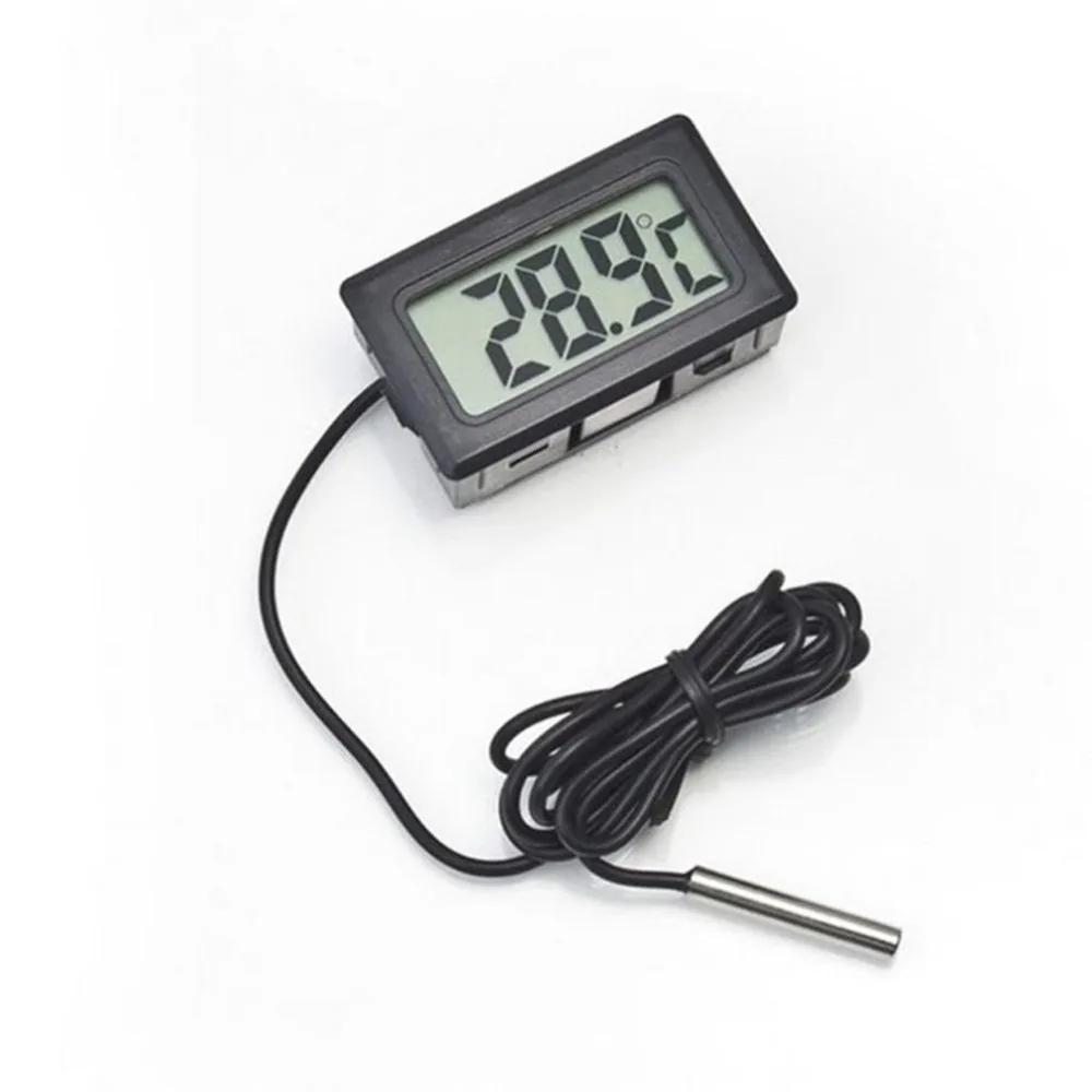 Digital LCD Display Thermometer Hygrometer Temperature Humidity 2M Cable Black