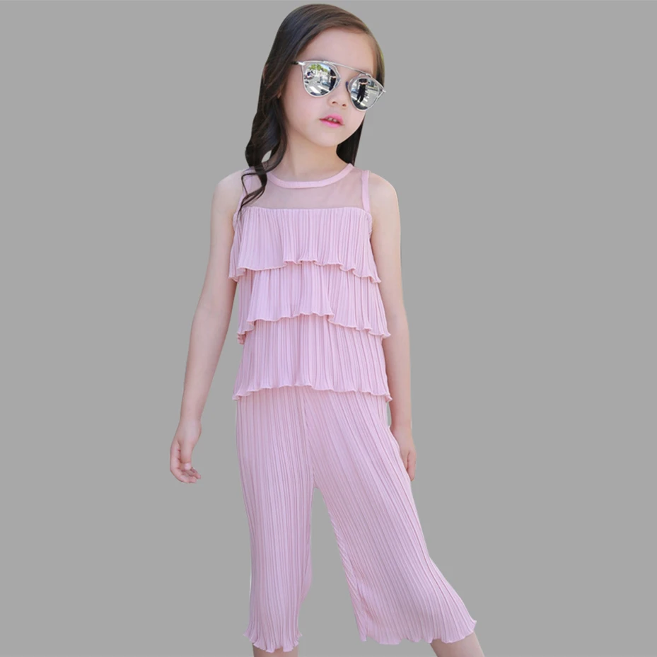 Children's Summer Clothing Ruched Mesh Vest+Wide Leg Pants Casual Girls Clothing Teenage Girls Teen Clothes For 6 8 10 12 Years
Children's Summer Clothing Ruched Mesh Vest+Wide Leg Pants Casual Girls Clothing Teenage Girls Teen Clothes For 6 8 10 12 Years