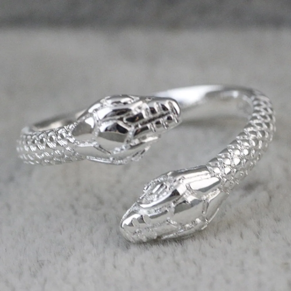 Personality Men Women Rings Silver Color Vintage Creative Double Head Snake Opening Rings For Wedding Bands
Personality Men Women Rings Silver Color Vintage Creative Double Head Snake Opening Rings For Wedding Bands