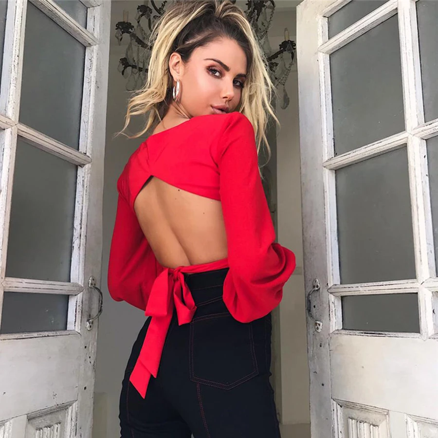 2018 New Women Spring Long Lantern Sleeve T-shirt Sexy Navel Bare Cropped Tops Slim Fitted Slash Neck Backless T Shirt
2018 New Women Spring Long Lantern Sleeve T-shirt Sexy Navel Bare Cropped Tops Slim Fitted Slash Neck Backless T Shirt