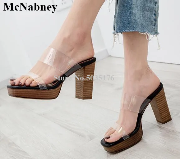 Summer PVC Transparent Sexy New Peep Toe High Hoof Heel Sandals A Word Waterproof Platform European And American Women Shoes
Summer PVC Transparent Sexy New Peep Toe High Hoof Heel Sandals A Word Waterproof Platform European And American Women Shoes