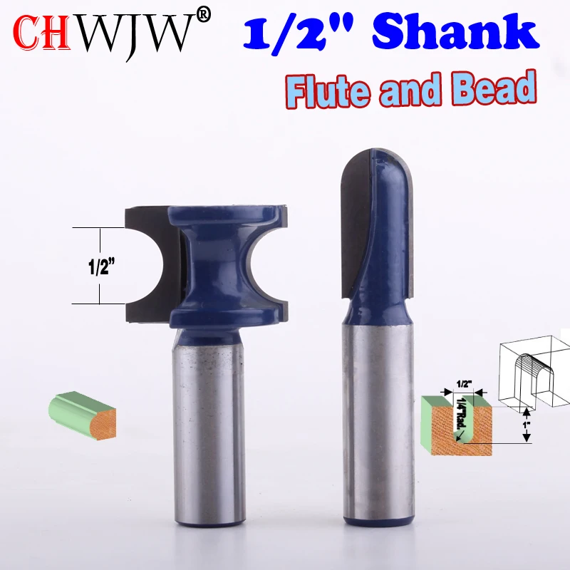 2pc 1/4" 1/2"Shank 3/8" 1/2" Diameter Flute and Bead Match Joint Router Bit Set CHWJW
2pc 1/4" 1/2"Shank 3/8" 1/2" Diameter Flute and Bead Match Joint Router Bit Set CHWJW