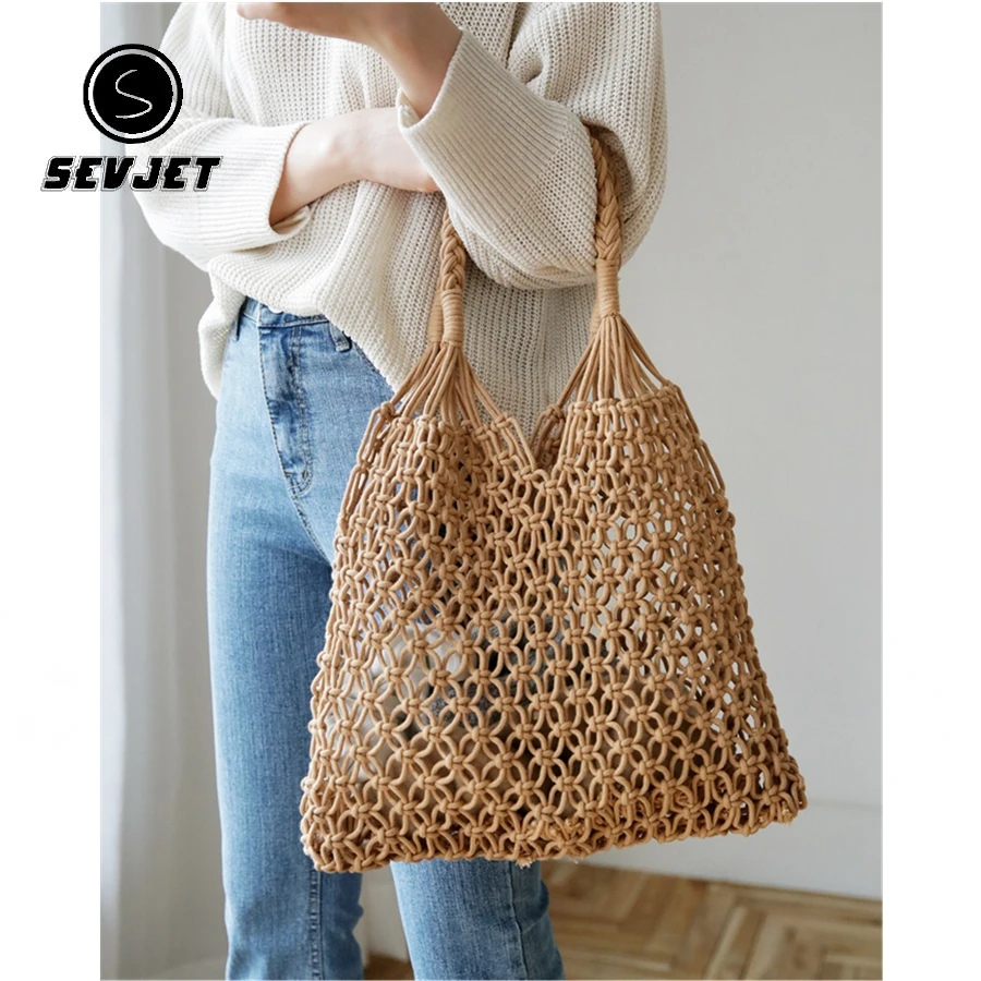 Fashion Woven Ladies Handbags Mesh Rope Weaving Tie Buckle Reticulate Hollow Out Straw Brach Bag Net Women Shoulder Bag C813
Fashion Woven Ladies Handbags Mesh Rope Weaving Tie Buckle Reticulate Hollow Out Straw Brach Bag Net Women Shoulder Bag C813
