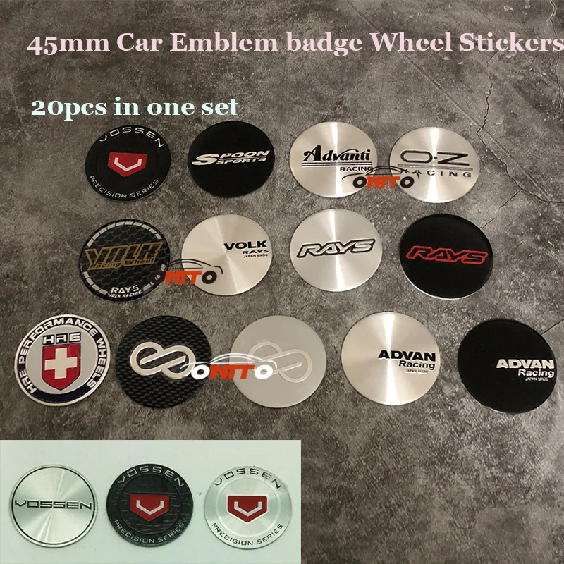 20PCS/LOT 45mm Car emblem Logo badge Wheel hub Sticker For Vossen O.Z Racing Volk Rays Advan HRE Rims Wheels Stickers 45mm
20PCS/LOT 45mm Car emblem Logo badge Wheel hub Sticker For Vossen O.Z Racing Volk Rays Advan HRE Rims Wheels Stickers 45mm