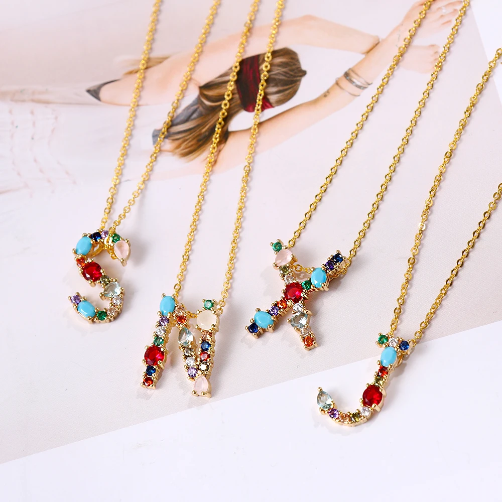 Multicolor fashion charm Gold 26 Alphabet pendant necklace micro pave zircon initial letter necklaces Couple Name necklace
Multicolor fashion charm Gold 26 Alphabet pendant necklace micro pave zircon initial letter necklaces Couple Name necklace