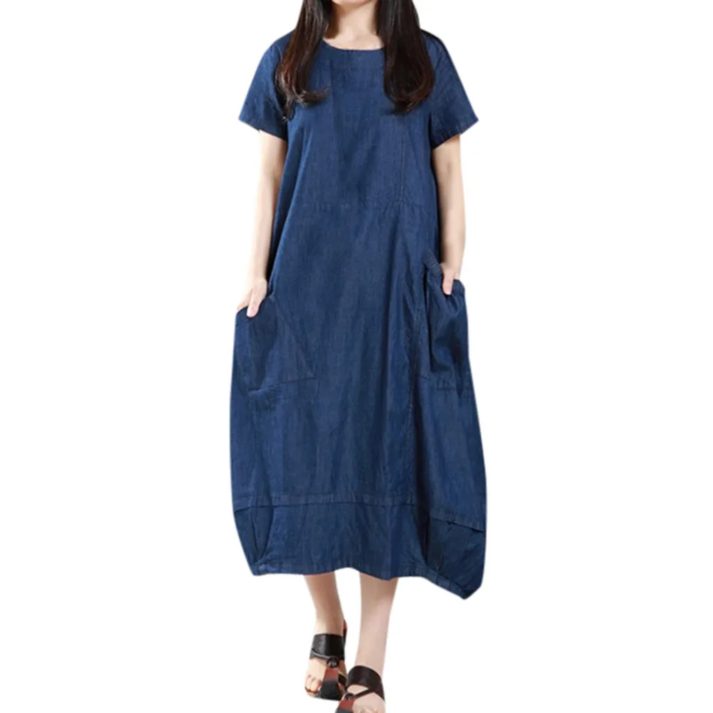 FREE OSTRICH Women Dress Pockets Denim Mid-Calf Empire Loose Brief O-Neck Lovely Moving Noble Current Elegant Summer Short Dress
FREE OSTRICH Women Dress Pockets Denim Mid-Calf Empire Loose Brief O-Neck Lovely Moving Noble Current Elegant Summer Short Dress