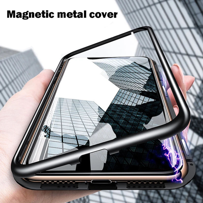 Metal Magnetic Case For iPhone 8 7 6 6S Plus Tempered Glass Back Magnet Cases Cover for iPhone XS MAX XR X Adsorption Full Case
Metal Magnetic Case For iPhone 8 7 6 6S Plus Tempered Glass Back Magnet Cases Cover for iPhone XS MAX XR X Adsorption Full Case