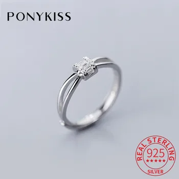PONYKISS Trendy 100% 925 Sterling Silver Zircon Geometric Adjustable Opening Ring For Women Party Delicate Accessory Chic Gift
PONYKISS Trendy 100% 925 Sterling Silver Zircon Geometric Adjustable Opening Ring For Women Party Delicate Accessory Chic Gift
