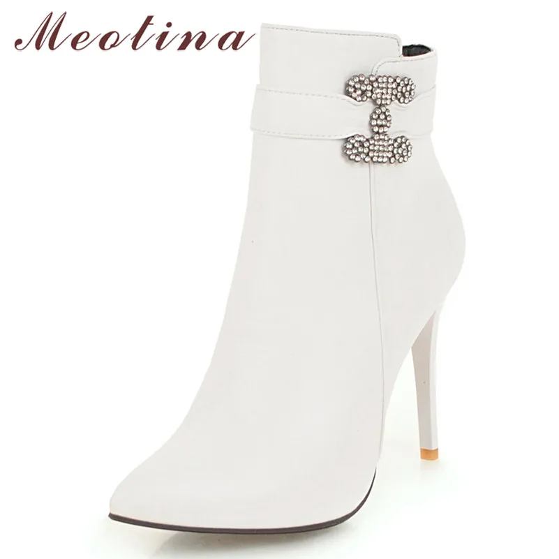 Meotina Winter Ankle Boots Women Rhinestone Thin High Heels Short Boots Zipper Pointed Toe Shoes Lady 2019 Autumn Big Size 34-43
Meotina Winter Ankle Boots Women Rhinestone Thin High Heels Short Boots Zipper Pointed Toe Shoes Lady 2019 Autumn Big Size 34-43
