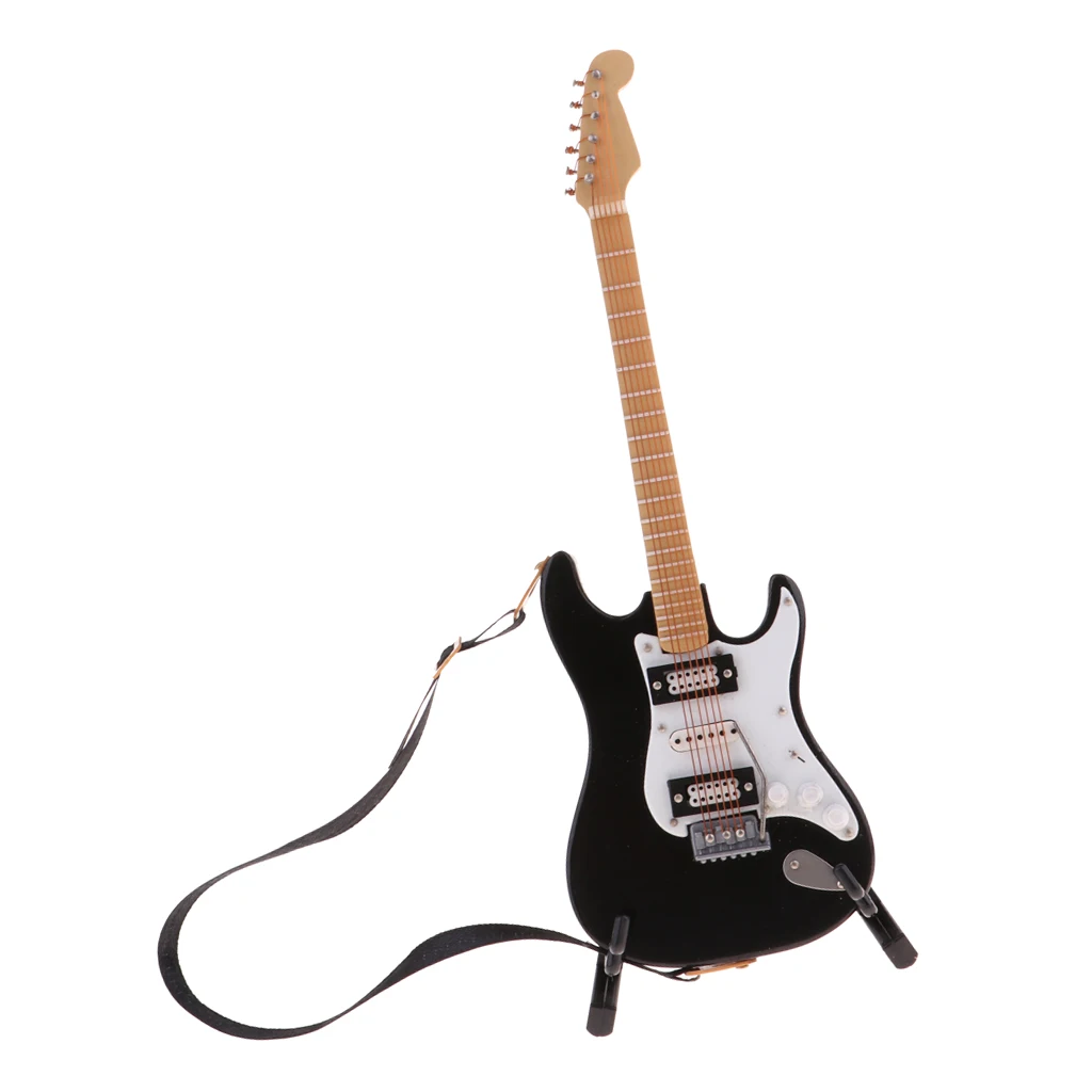 1/6 Dollhouse Music Instrument Ornament Miniature Electric Guitar With Stand, Doll House Decor Accessories 1/6 Dollhouse Music Instrument Ornament Miniature Electric Guitar With Stand, Doll House Decor Accessories