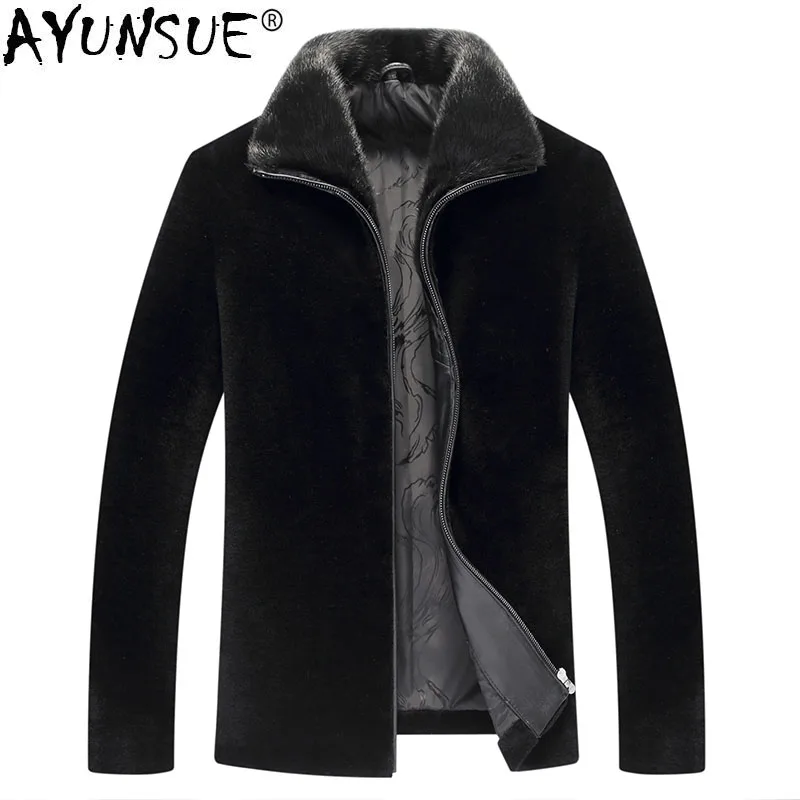 AYUNSUE Winter Jacket Men 100% Wool Fur Coat Men Real Mink Fur Collar Coat Men Sheep Shearing Fur Coats 8835 MY733
AYUNSUE Winter Jacket Men 100% Wool Fur Coat Men Real Mink Fur Collar Coat Men Sheep Shearing Fur Coats 8835 MY733