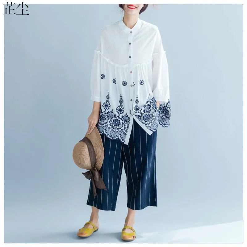Long Sleeve Embroidered Blouse Women Shirt Plus Size 4XL 5XL 6XL Vintage Autumn White Cardigan Feminino Blusas Largas Mujer 2019
Long Sleeve Embroidered Blouse Women Shirt Plus Size 4XL 5XL 6XL Vintage Autumn White Cardigan Feminino Blusas Largas Mujer 2019