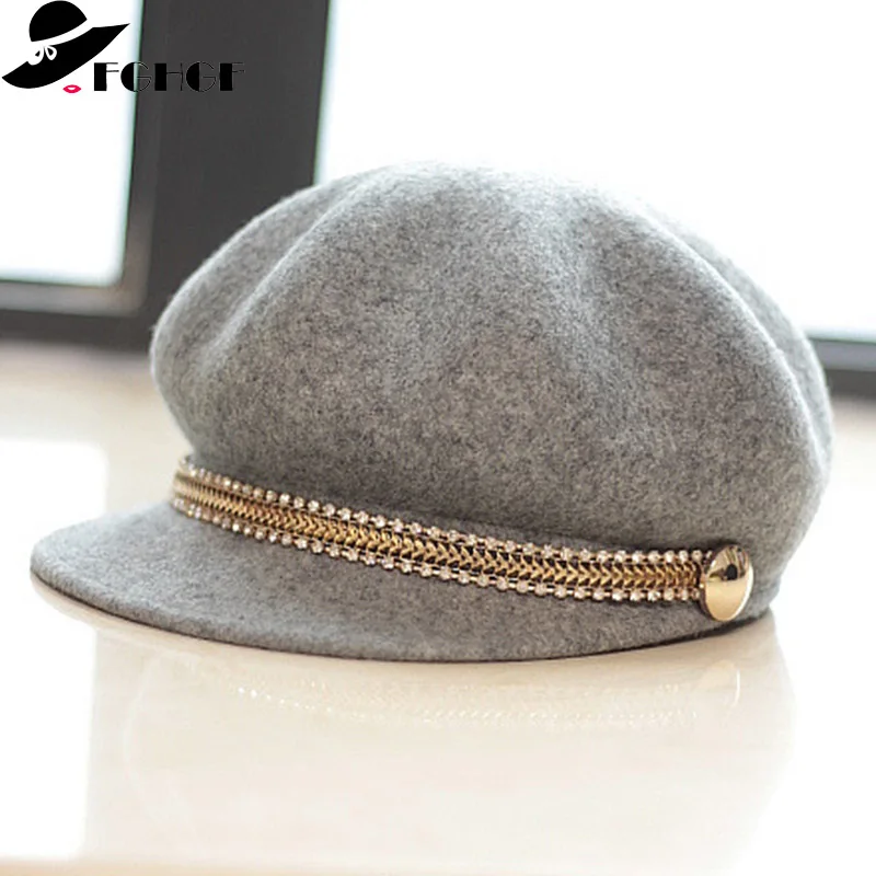 FGHGF Women Wool Felt Hats Winter Cap Elegant Golden Chain Visor Style Newsboy Cap Cabbie Beret Hat for Ladies Girls 4 Colors
FGHGF Women Wool Felt Hats Winter Cap Elegant Golden Chain Visor Style Newsboy Cap Cabbie Beret Hat for Ladies Girls 4 Colors