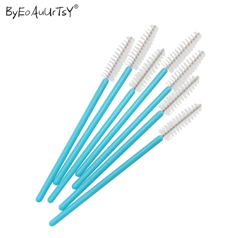 Makeup Brushes 50Pcslot Disposable Eyelash Brushes Lash Extension Mascara Applicator Wand Eyes Lip Cosmetics Brushes Blue (7)