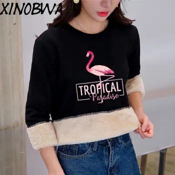 Women Winter High Fashion O Neck Long Sleeve Plus Velvet Animal Bird Letter Printed Hoodies Ladies Thick Warm Fleece Sweatshirts
Women Winter High Fashion O Neck Long Sleeve Plus Velvet Animal Bird Letter Printed Hoodies Ladies Thick Warm Fleece Sweatshirts