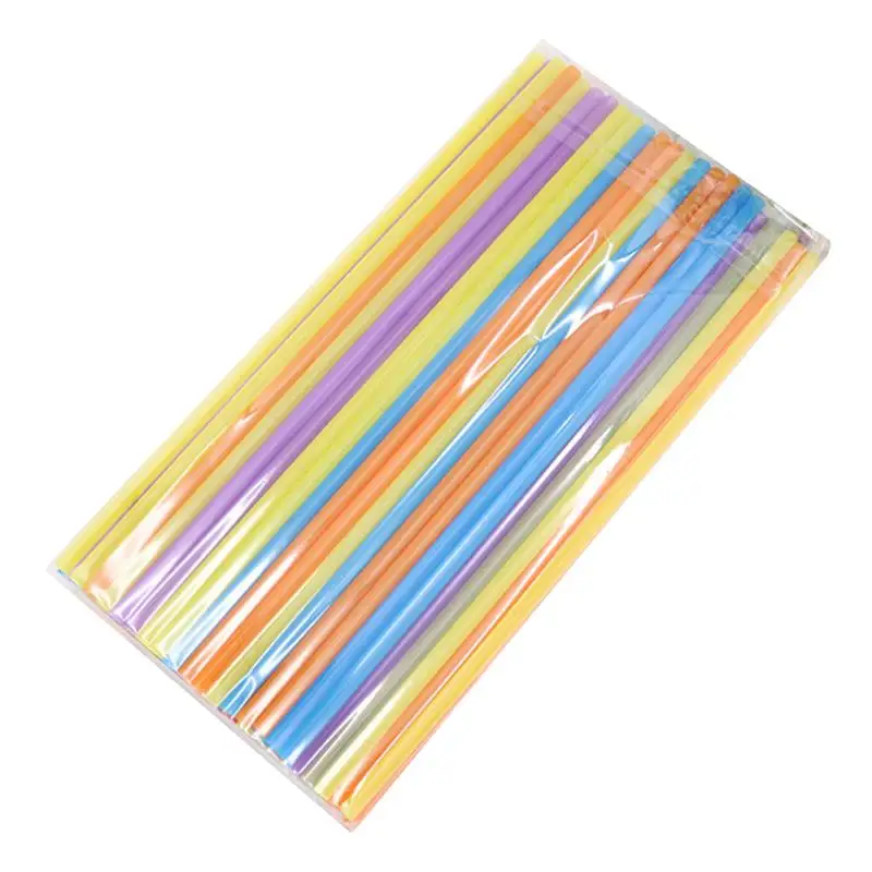 

200 Pcs Plastic Straws Disposable Flat Mouth and Straight Drinking Straws Smoothie Drink Straws for Wedding Birthday Party Favors- 26x0.6 cm (Mixed Color)