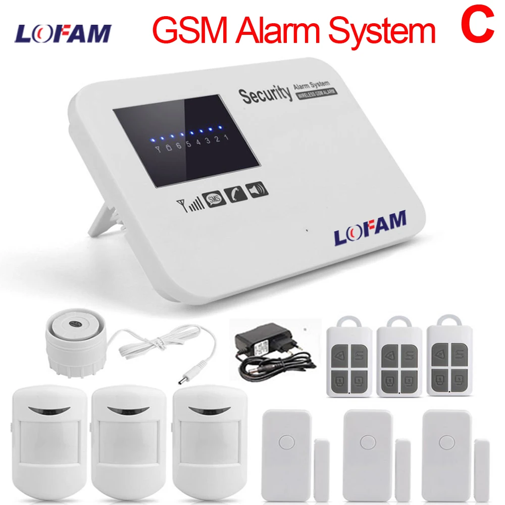 

LOFAM home wireless GSM alarm system security burglar SMS alarm kit mobilephone APP control English/Russian/Spanish/French voice