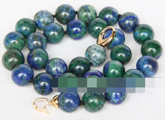 xiuli 003523 WOW Genuine 13mm round Lapis Lazuli Malachite stone necklace