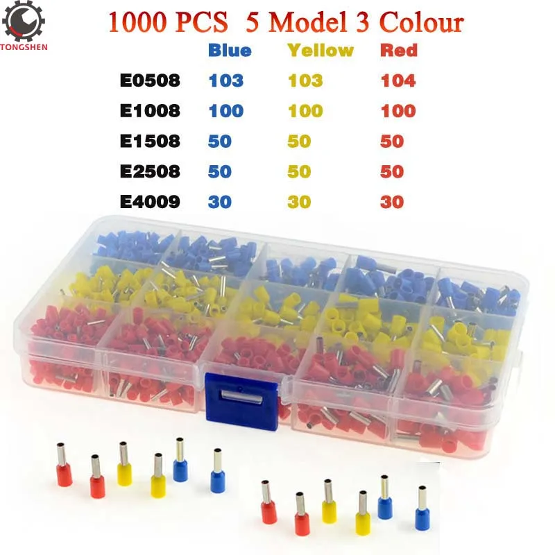 1000PCS Ferrules kit Set Wire Copper Crimp Connector Wire Terminals Kit Wire Connector Kit Insulated Cord Pin End Terminal
1000PCS Ferrules kit Set Wire Copper Crimp Connector Wire Terminals Kit Wire Connector Kit Insulated Cord Pin End Terminal