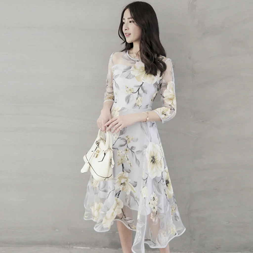 Elegant Women's Summer Dress Casual Floral Printing Round Neck Three Quarter Sleeve Mid Calf Vestidos Slim Fit Charming OY41*
Elegant Women's Summer Dress Casual Floral Printing Round Neck Three Quarter Sleeve Mid Calf Vestidos Slim Fit Charming OY41*