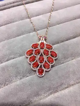 natural red coral gem pendant S925 silver Natural gemstone Pendant Necklace trendy Luxury peacock women wedding gift jewelry
natural red coral gem pendant S925 silver Natural gemstone Pendant Necklace trendy Luxury peacock women wedding gift jewelry