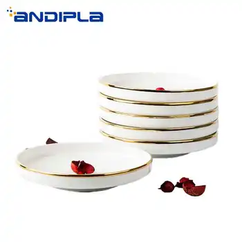 7 Inch Brief Platinum Gold Border Bone china Round Plate Handmade Ceramic Pastry Deep Dish Tableware Home Vegetables Saucer Gift
7 Inch Brief Platinum Gold Border Bone china Round Plate Handmade Ceramic Pastry Deep Dish Tableware Home Vegetables Saucer Gift