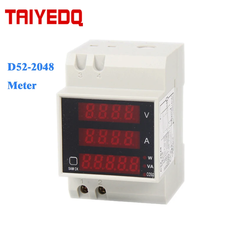 D52-2048 Din rail Volt current Meter Active Power Factor electric digital meter AC200-450V multifunction power meter 100A
D52-2048 Din rail Volt current Meter Active Power Factor electric digital meter AC200-450V multifunction power meter 100A