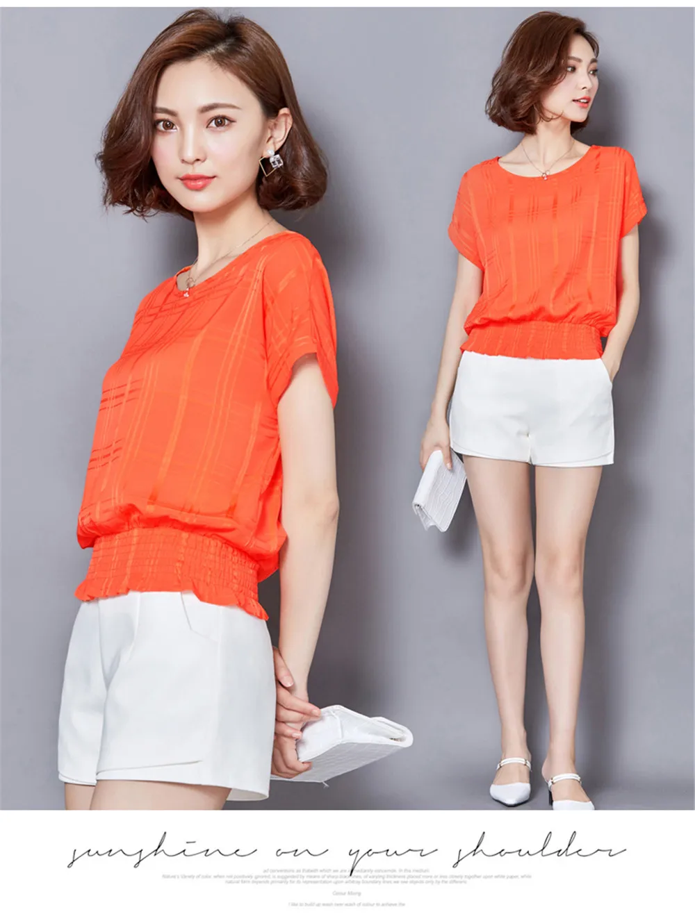 White High Waist All Match Blouse shirt For Women 2018 Summer Short Batwing Sleeve Loose Women Blouse Top Linen O-neck Blusas (5)