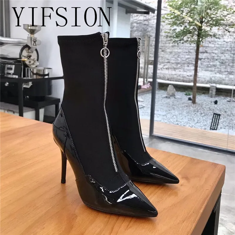 YIFSION New Fashion Black Red Sexy Pointed Toe Front Zip Women Boots Thin High Heel Women Autumn Boots Sock Ankle Shoes Woman
YIFSION New Fashion Black Red Sexy Pointed Toe Front Zip Women Boots Thin High Heel Women Autumn Boots Sock Ankle Shoes Woman