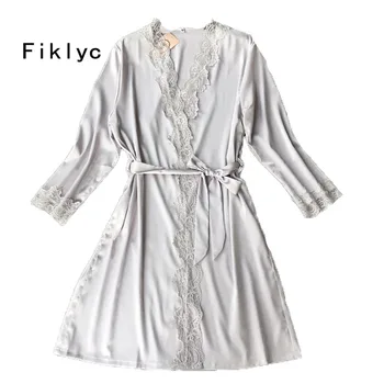 Fiklyc brand women's kimono robes satin & lace patchwork sexy nighties bathrobes female luxury long sleeve nightwear pijamas HOT
Fiklyc brand women's kimono robes satin & lace patchwork sexy nighties bathrobes female luxury long sleeve nightwear pijamas HOT