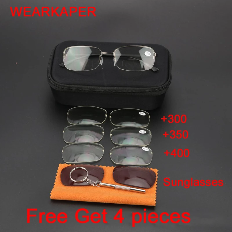 4 in 1 Anti-Blu-Ray Multifunction Replacement Lenses Bifocal Sun reading glasses men Far and near presbyopic glasses 1-3.5
4 in 1 Anti-Blu-Ray Multifunction Replacement Lenses Bifocal Sun reading glasses men Far and near presbyopic glasses 1-3.5