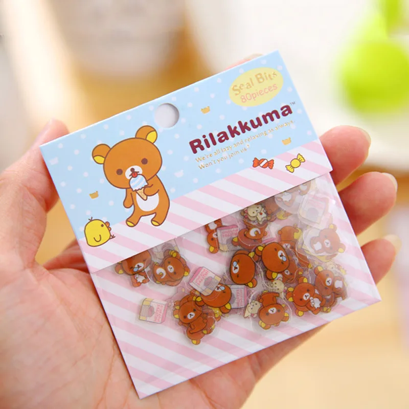 Image 80 Pcs  packet Kawaii Cute Bear Cat Rabbit Sticker DIY Scrapbooking Diary Decorations Sticky Notes Memo Pad Deco Phone Stickers