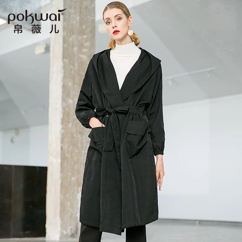 POKWAI Autumn New Fashion Lace v-Neck Hooded Seven-Sleeve Thin Windbreaker Long Coat Female Slim
POKWAI Autumn New Fashion Lace v-Neck Hooded Seven-Sleeve Thin Windbreaker Long Coat Female Slim